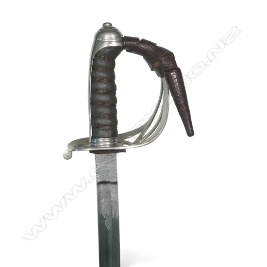 1827 Pattern Australian Volunteer Rifle Officers Sword. 32"  slightly curved flat-back blade marked at the ricasso 'C.R. Martin Melbourne', late 19thC.