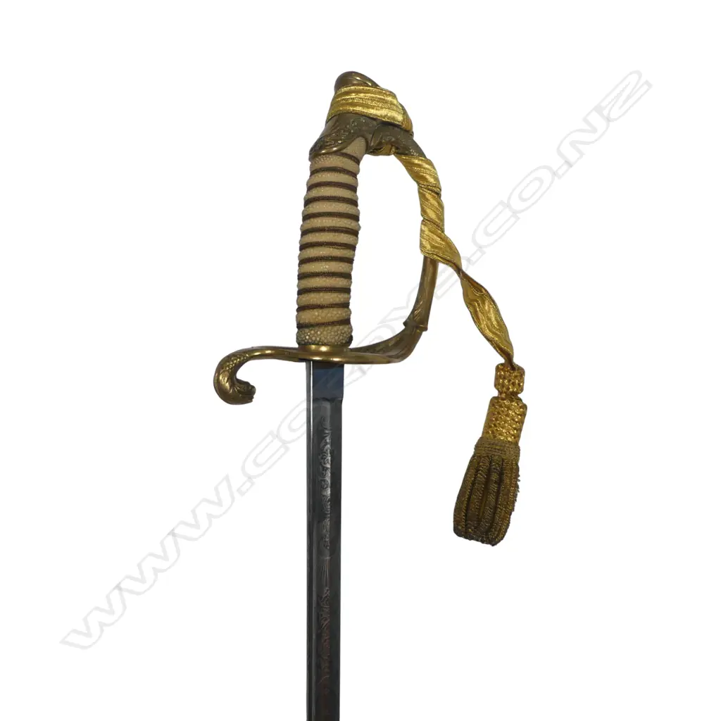 20thC U.S. Model 1852  Naval Officer’s Dress Sword with owner's name etched to blade, Image 1++