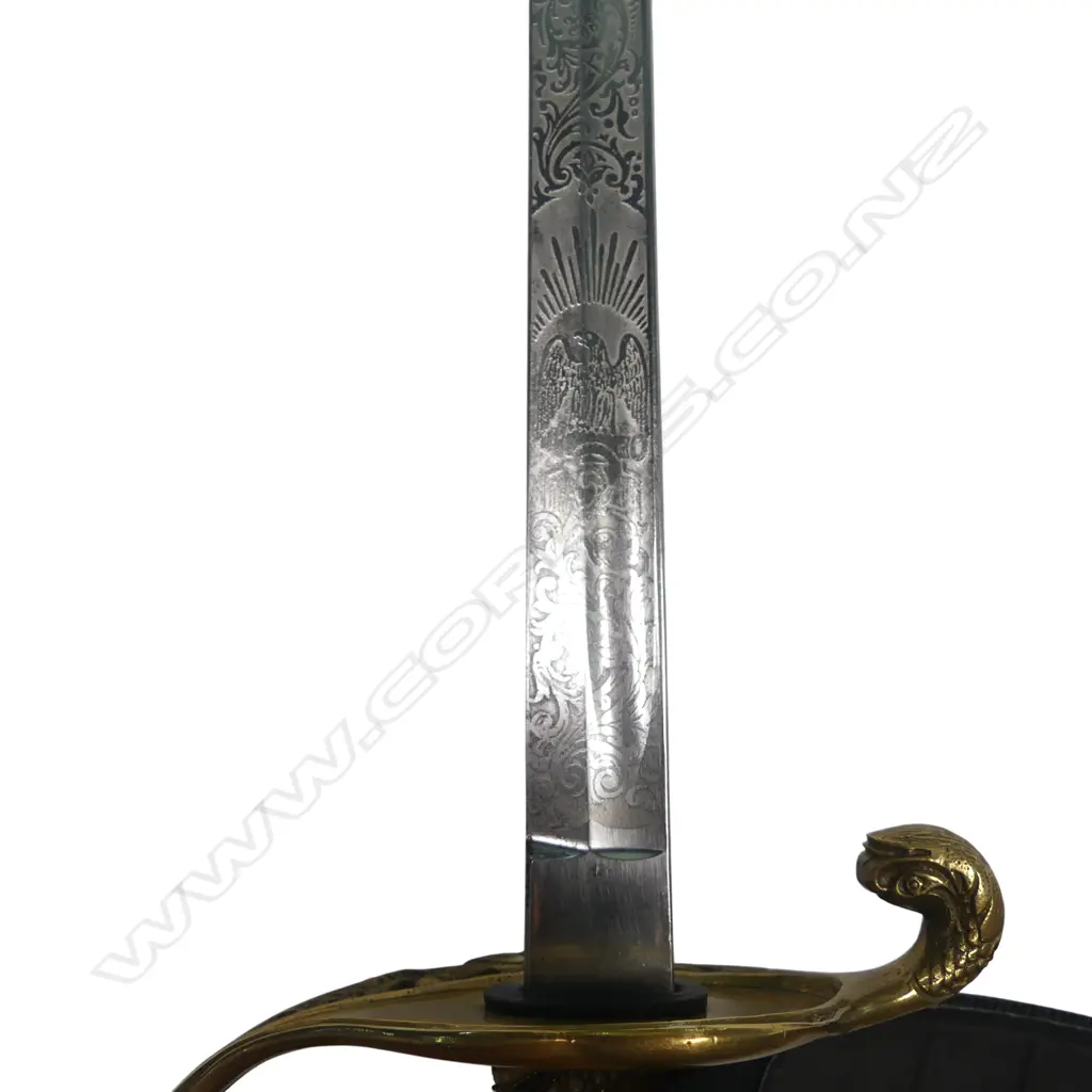 20thC U.S. Model 1852  Naval Officer’s Dress Sword with owner's name etched to blade, Image 1++