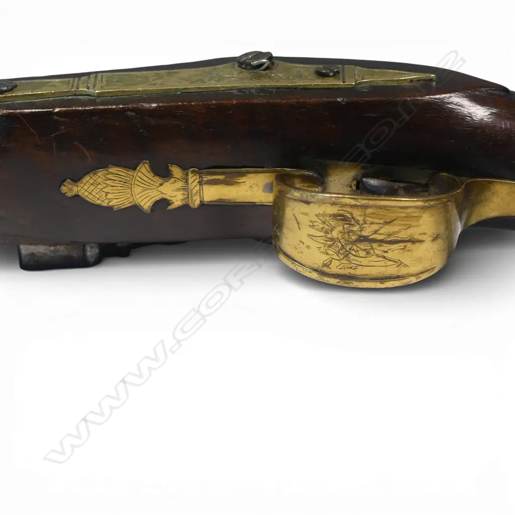 A Good Brass Barrel Flintlock Pistol by Theophilus Richards circa 1799-1825, Image 1++