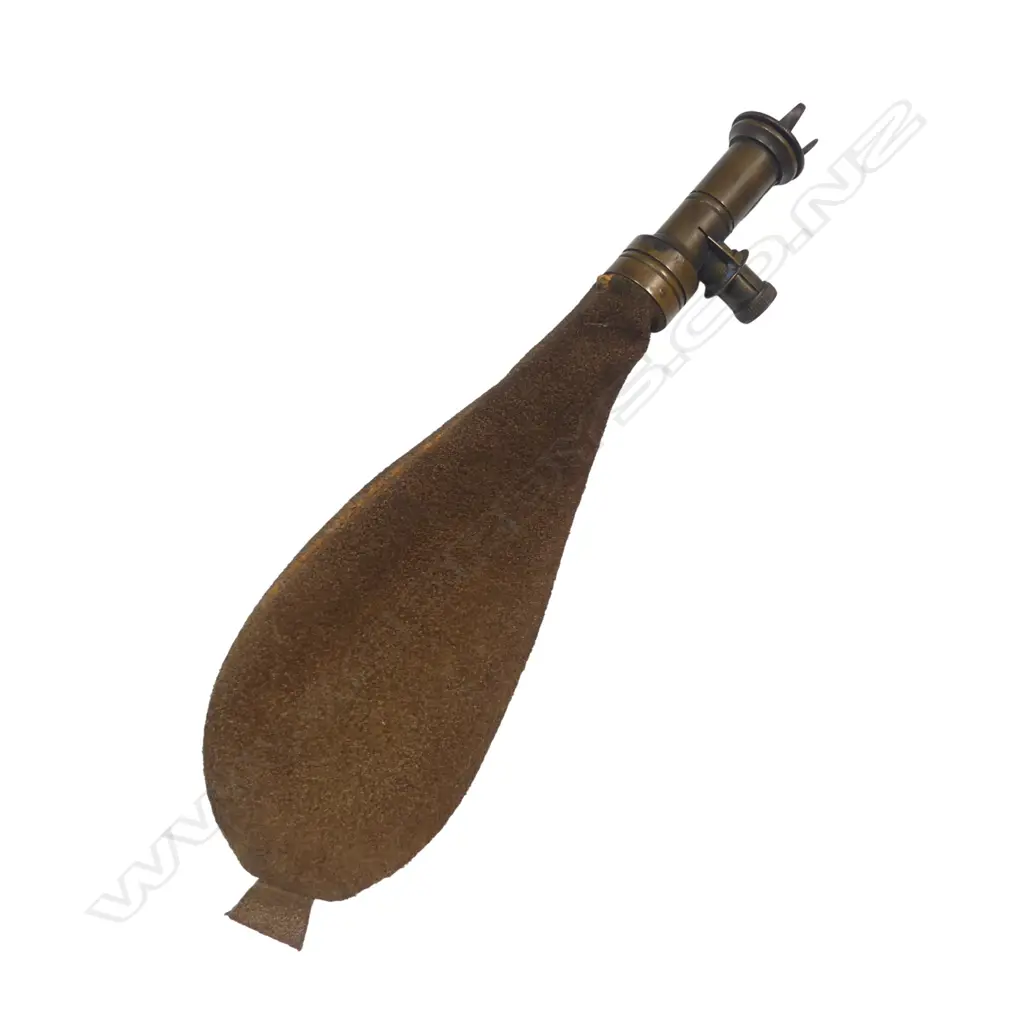 Suede leather bag shape shot flask with Irish charger head to dispense  L.300mm Image 1++