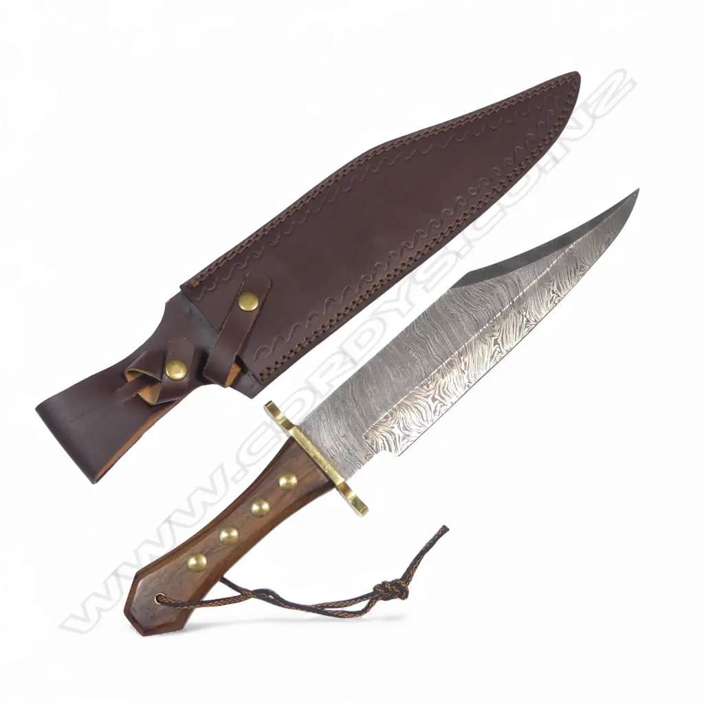 Large 'Superior Swords' (Auckland) Coffin-Hilt Damascus Bowie Knife 19½", Image 1++