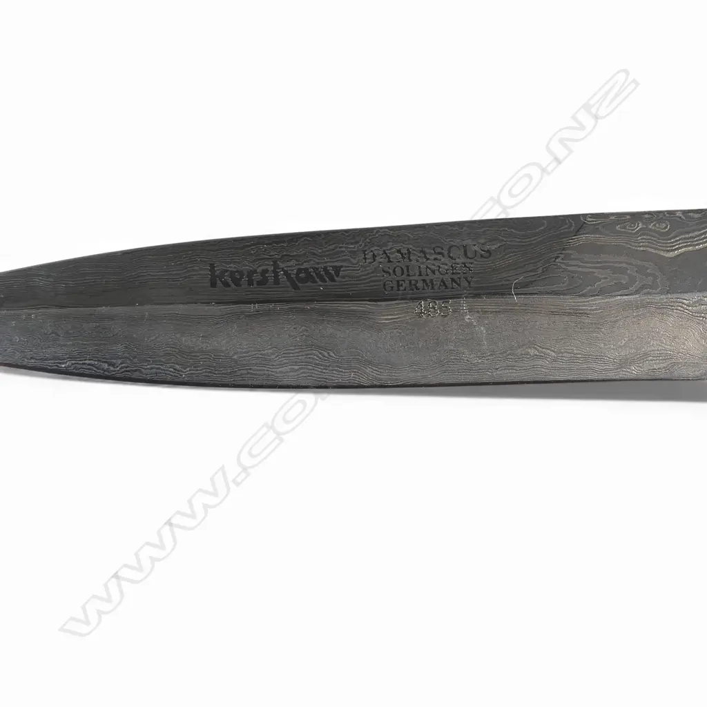 Pete Kershaw (USA) Dagger with Solingen Germany 5" double edged Damascus blade (probably by Manfred Sachse at Wingen) c.1985, Image 1++