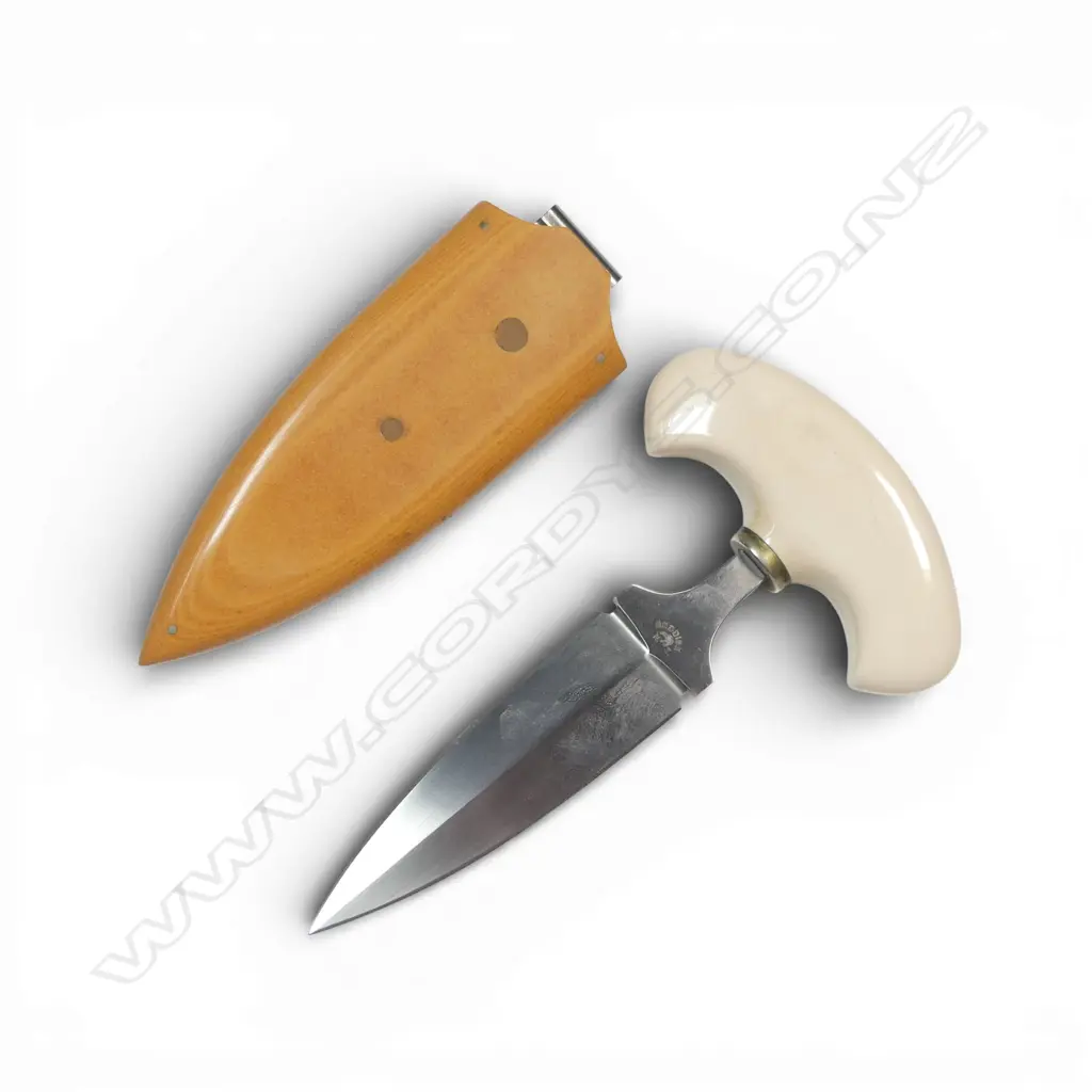 Bill Reddiex push knife with (marine?) ivory “T” handle Image 1++