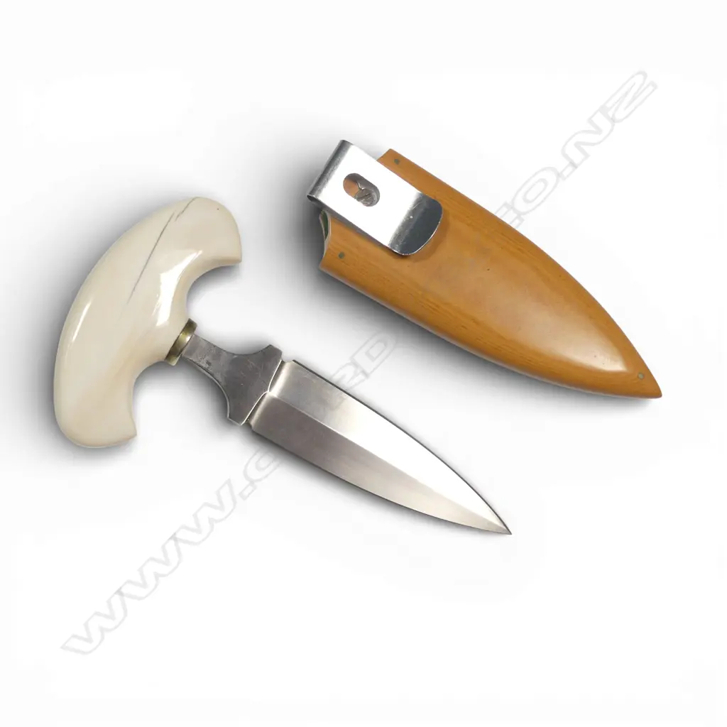 Bill Reddiex push knife with (marine?) ivory “T” handle Image 1++