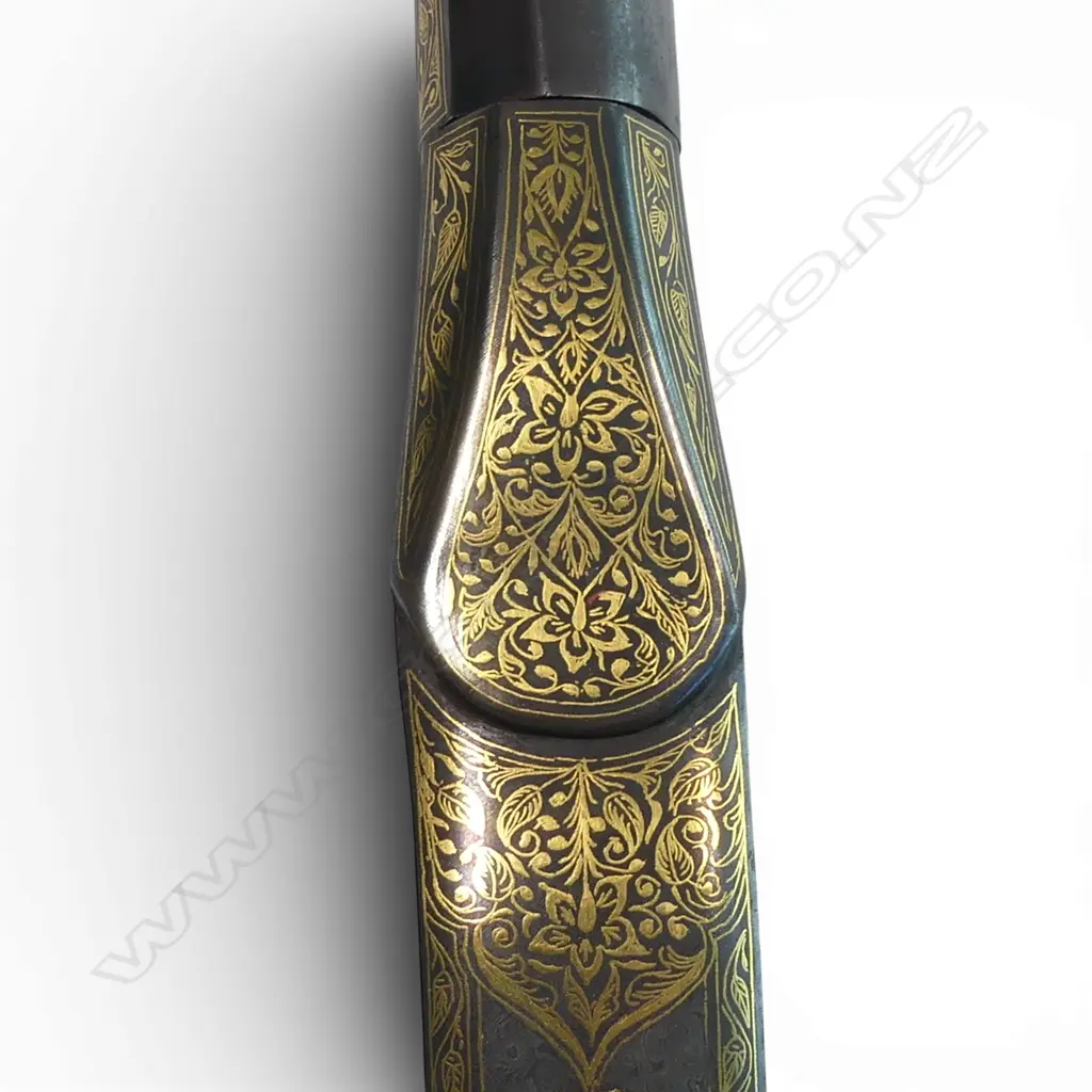 Damascus steel and gold damascene Indo-Persian style archer's bow, Image 1++