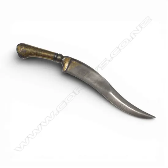 Indo-Persian Pesh Kabz Dagger with forward weighted 8½" recurve Damascus  (wootz) blade,