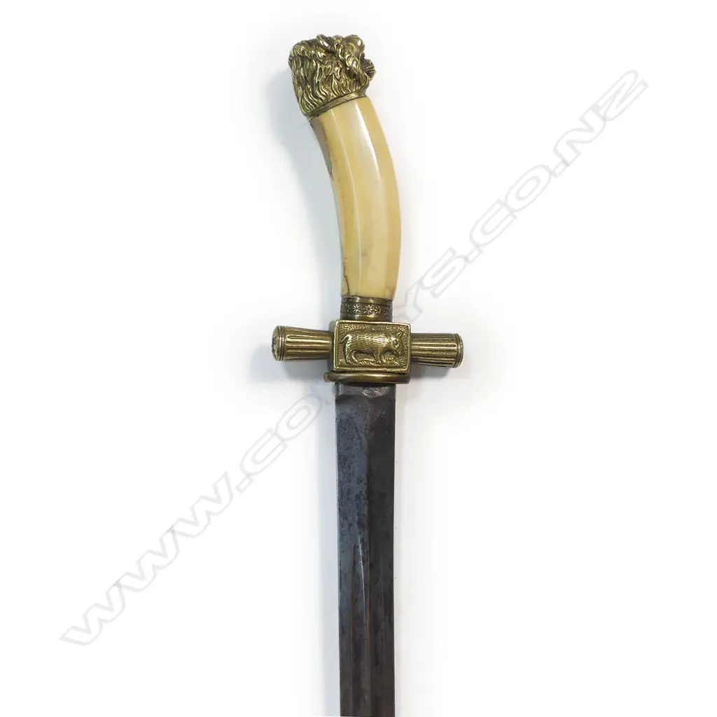 German Hunting Sword c.1890, 16 ¾" double edge blade with two fullers each side, Image 1++