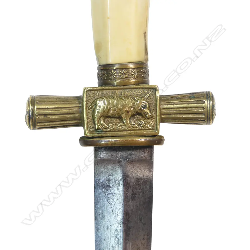 German Hunting Sword c.1890, 16 ¾" double edge blade with two fullers each side, Image 1++