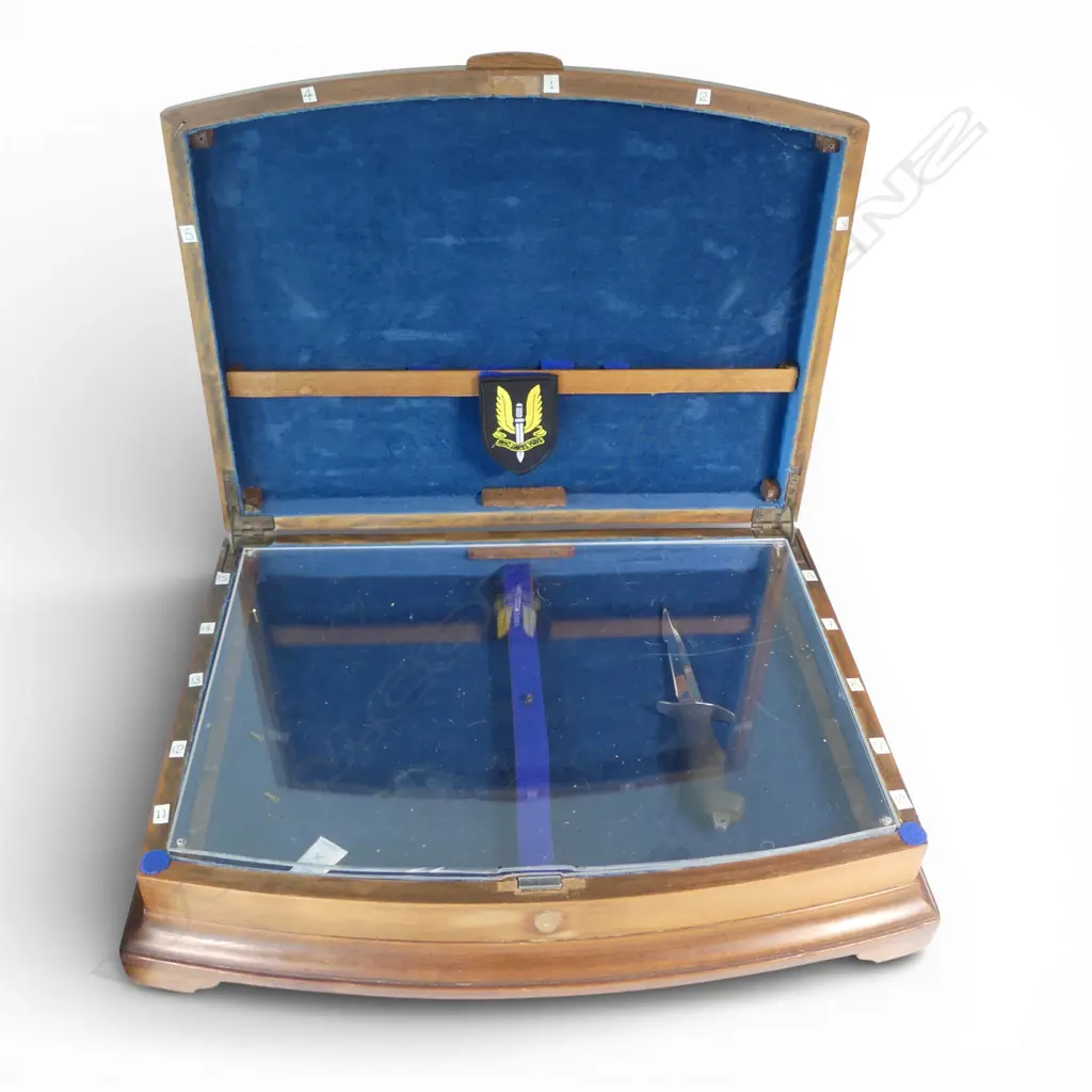 Two walnut cutlery canteens fitted to display knives Image 1++