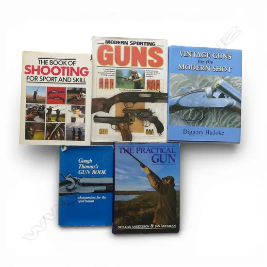 Five gunnery and sort sporting reference books,