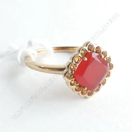 9CT CARNELIAN & CITRINE? RING 