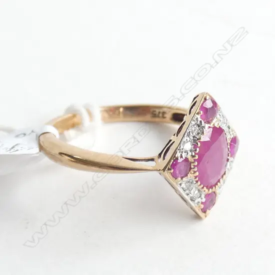 9CT RUBY & DIAMOND RING