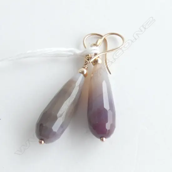 PR AGATE DROP EARRINGS L.35mm