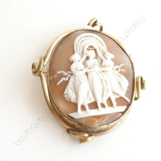 VICT LGE CAMEO BROOCH ROLLED GOLD FRAME A.F