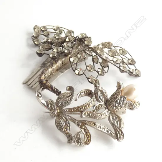 OLD DRAGONFLY HAIR CLIP & MARCASITE STYLE BROOCH 