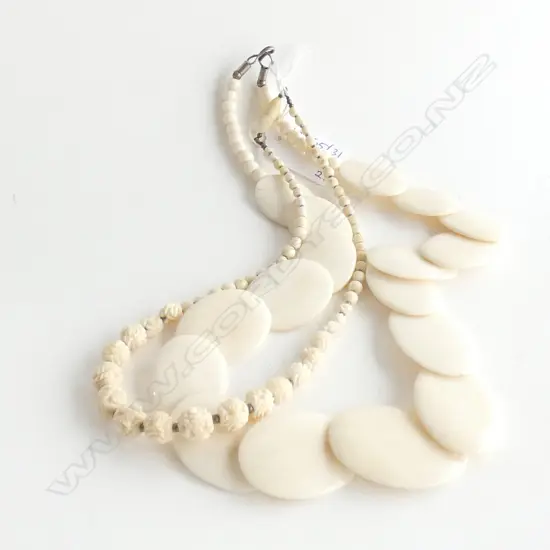 2 IVORY NECKLACES; LARGEST IS IVORY? L.630mm