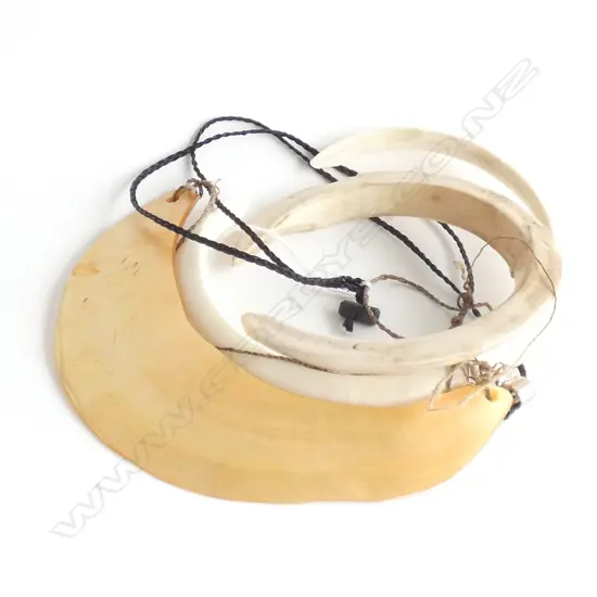 PNG SHELL BRESTPLATE, PIG TUSK BANGLE & AMULET NECKLACE