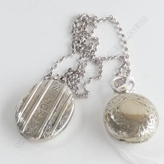 SILVER PLATE SOVEREIGN CASE & LOCKET PENDANT ON STG NECKLACE