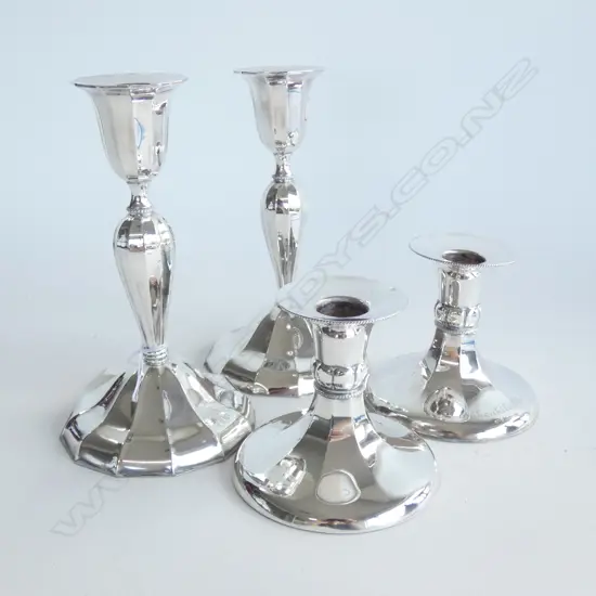 2 PR DECO STYLE SILVER PLATE CANDLE HOLDERS H. 170MM