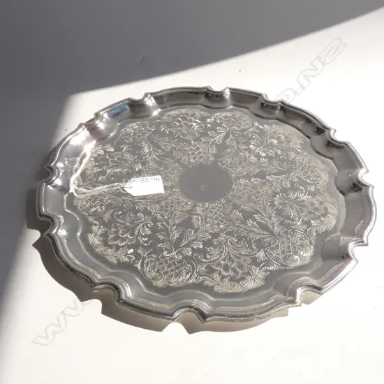 ENGRAVED SILVER PLATE TRAY - DIA 315MM