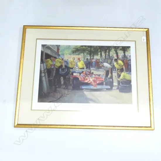ALAN FEARNLEY F1 PRINT 'GILLES VILLENEUVE PIT STOP'  MONACO GRAND PRIX 1981. 860 x 555mm