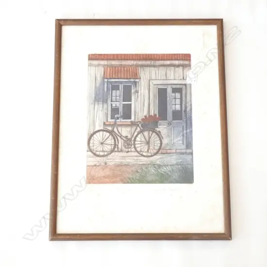 CYNTHIA TAYLOR 'BICYCLE I' LTD ED. ETCHING 7/60. WIDESPREAD FOXING. PRINT SIZE W. 250 X H. 325MM