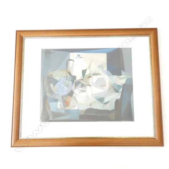 LOUISE HENDERSON FRAMED PRINT 'GRAPES AND LILLIES' PRINT SIZE W. 610 X 525MM