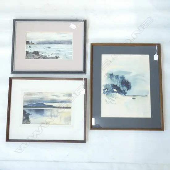 3 W/C LANDSCAPES 2 BY GOWER + PACIFIC SCENE 365x280mm