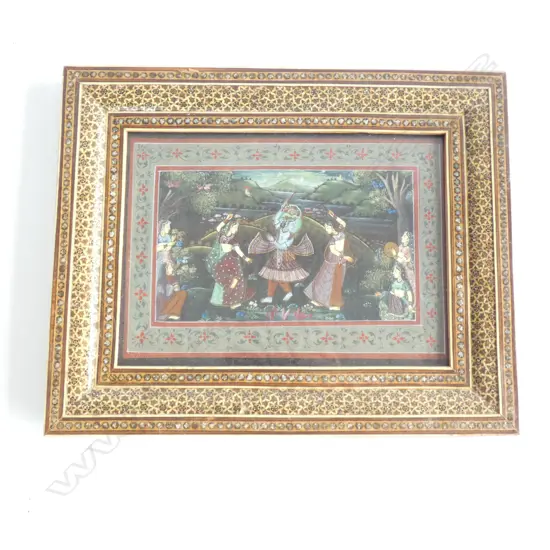 INDIAN PAINTING DANCING SCENE IN INLAID FRAME (AF) 165x225mm