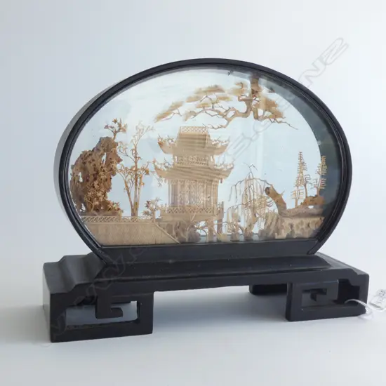 OLD CHINESE CORK LANDSCAPE CARVING...