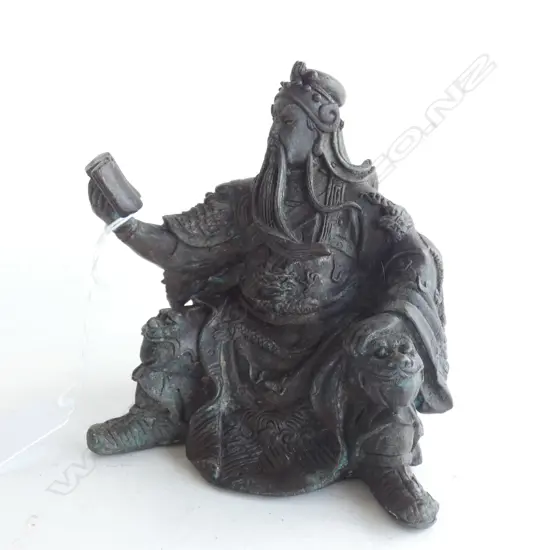 BRONZED SCULPTURE ORIENTAL WARLORD READING H.120mm