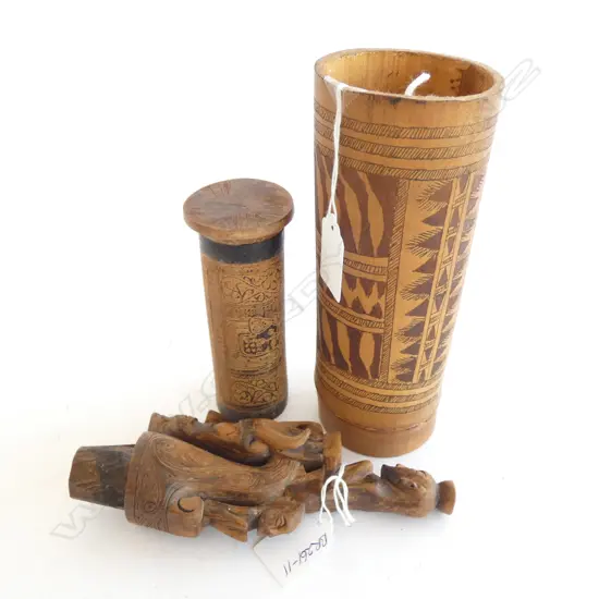 2 BORNEO CARVED LIME CONTAINERS I CARVED LID H.275mm