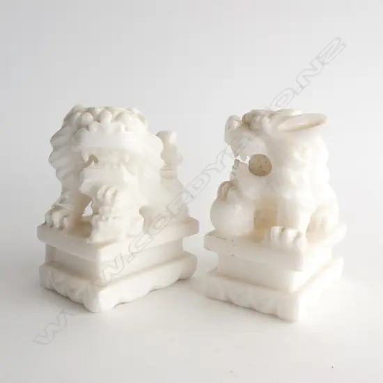 PAIR SMALL MARBLE FOO DOGS
