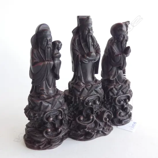 3 ORIENTAL WISE MEN RESIN FIGURE GROUP W.170mm H.155mm