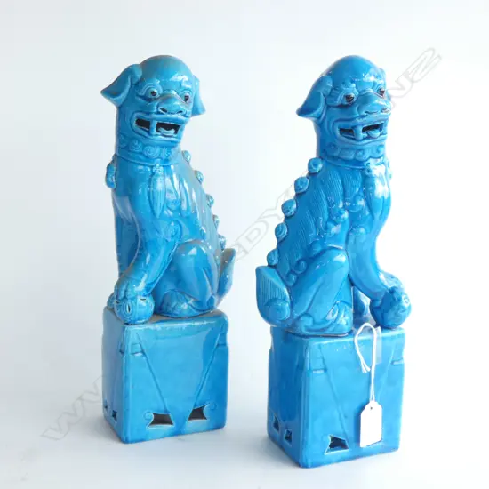 PR CHINESE TURQUOISE GLAZED FOO DOGS. H.330mm