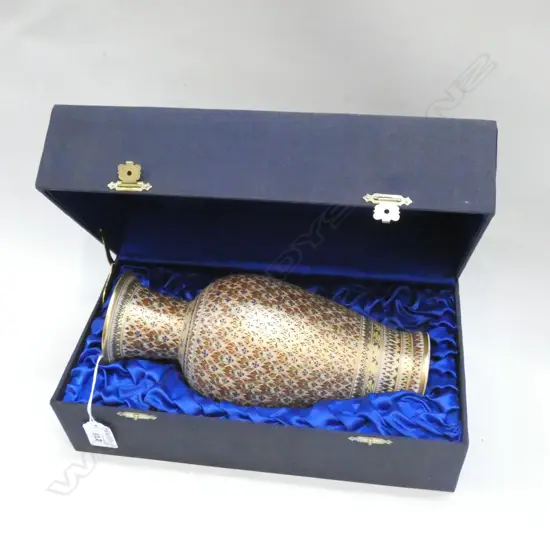 BOXED HAND PAINTED THAI CERAMIC VASE H. 265MM
