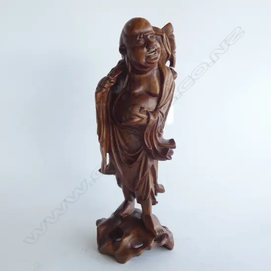 LG CARVED WOODEN ORIENTAL FIGURE  H. 370MM