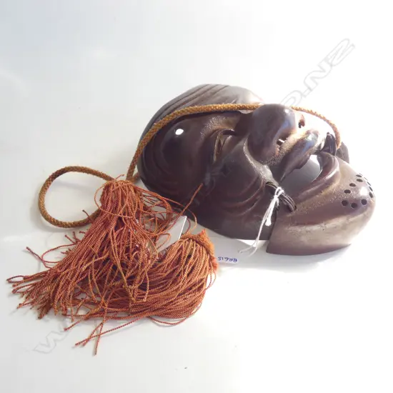 JAPANESE CAST IRON ANTIQUE 'OKINA' NOH MASK H. 175MM