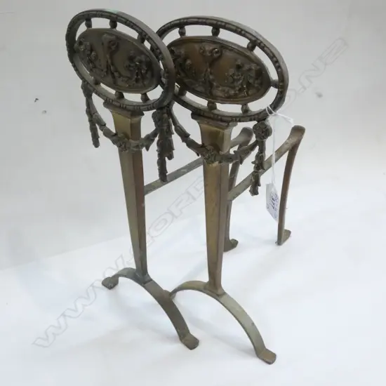 PR ADAM STYLE BRASS FIRE DOGS H.355mm