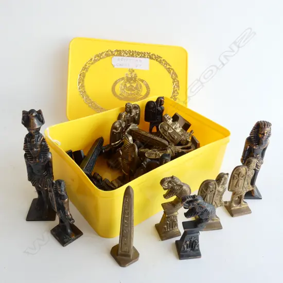 EGYPTIAN CHESS SET PCS - BRONZE & BRASS - LARGEST 110MM
