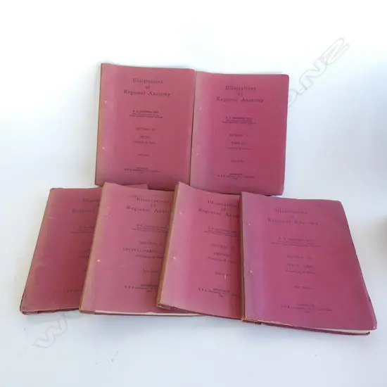 6 BOOKS; ILLUSTRATIONS OF REGIONAL ANATOMY IN COLOUR 1940-42