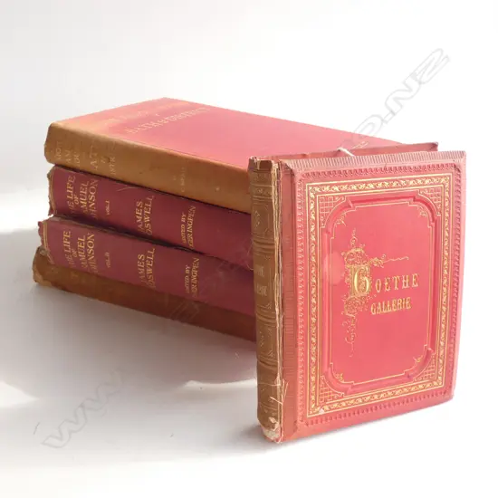5 ANTIQUE BOOKS; 'GOETHE GALLERIE' + 2 FAMOUS HOUSE OF BATH + 2 LIFE OF SAMUEL JOHNSON