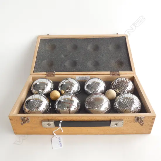 FRENCH BOULE SET IN CASE L.350mm, SOME RUST 