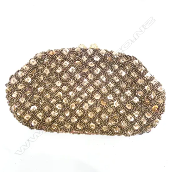 ROSE GOLD TONED BEADED EVENING BAG