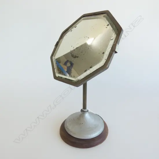 VINTAGE SHAVING MIRROR ON STAND 175mm dia
