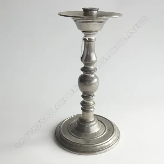 ANTIQUE PEWTER STYLE TALL CANDLE STICK H.310mm