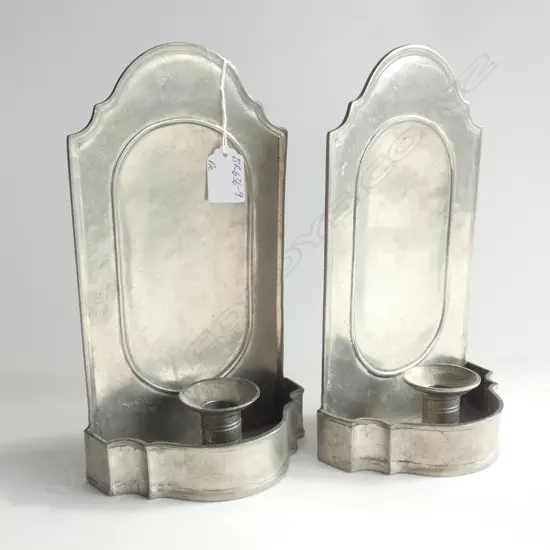 PR PEWTER ANTIQUE STYLE WALL CANDLE HOLDERS