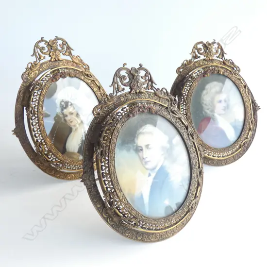 3 SM GILDED FRAMED PORTRAITS  140 X 110MM