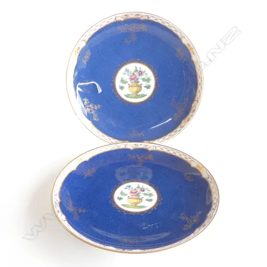 PR COPELAND SPODE COBALT & GOLD GILDED PLATES DIA  242MM
